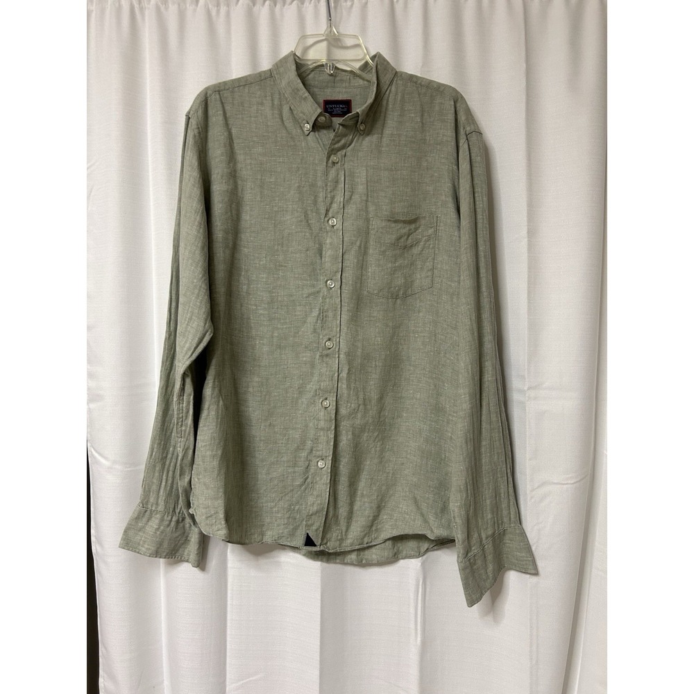UNTUCKit Shirt XL Light Green Linen Slip Fit Button Up Casual Lightweight